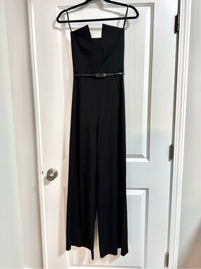NWOT Black Halo Lena Strapless Wide-Leg Belted Jumpsuit Size 0
